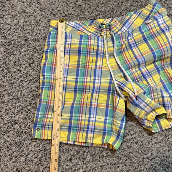 Polo by Ralph Lauren Mens Yellow Multicolor Plaid Swim Trunks W/ Drawstring Size - Picture 4 of 6